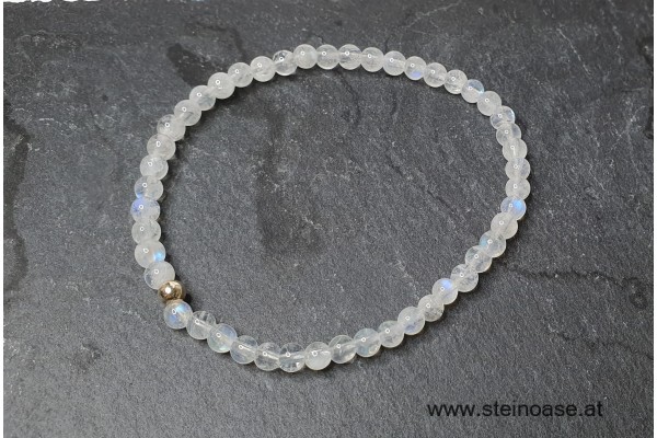 Armband Regenbogen-Mondstein weiß-blau 4mm